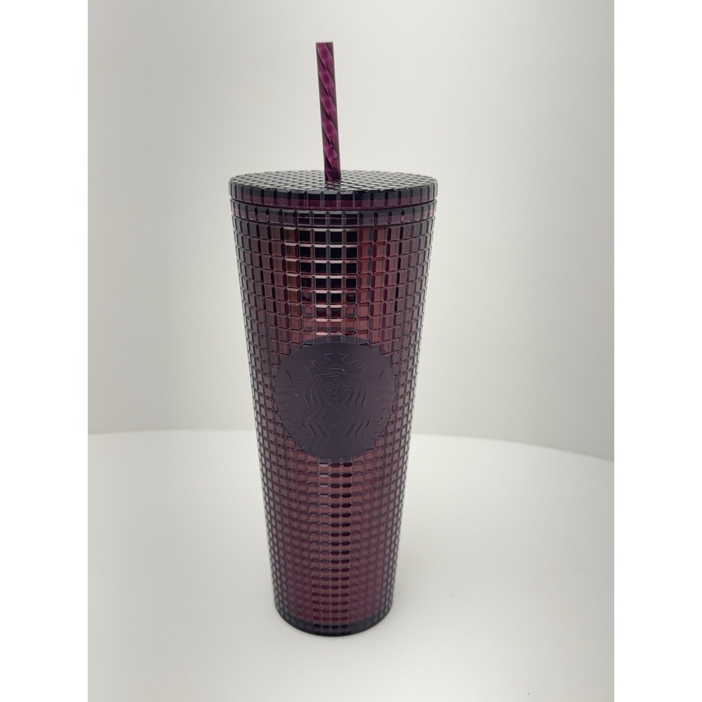 Starbucks Grid Disco 24 oz Venti Cold Cup – Burgundy Berry-Plum NWT
